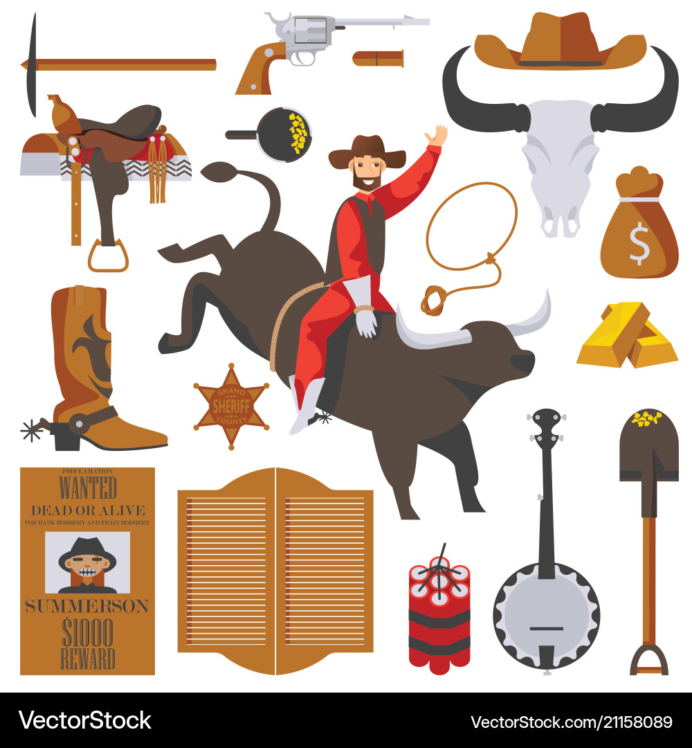 Wild West Objects Collection vector image