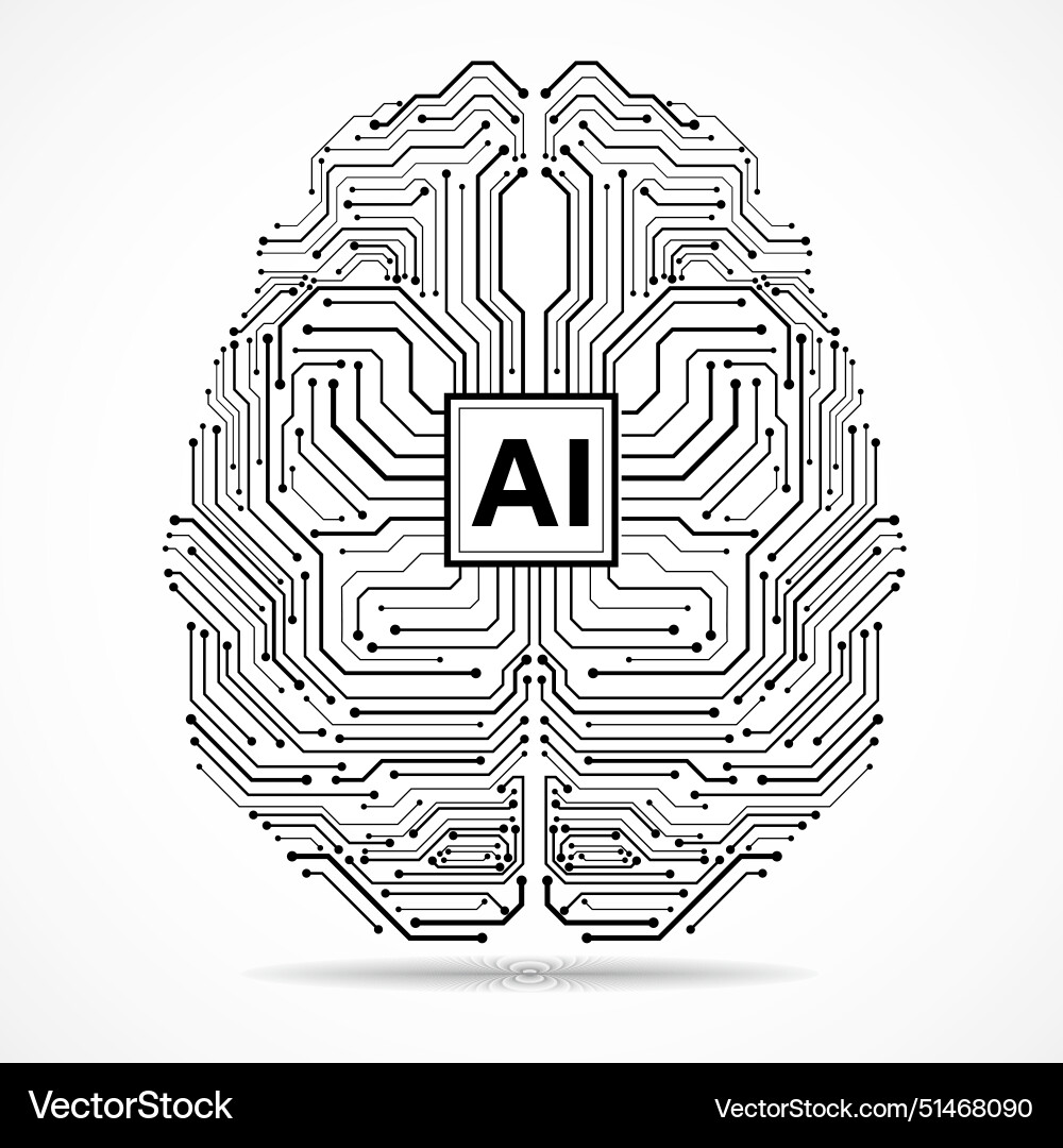 Abstract technological brain with artificial Abstract technological brain with artificial Vector Image