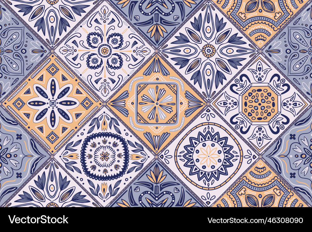 Ceramic tile pattern mosaic decor floral print Ceramic tile pattern mosaic decor floral print vector image