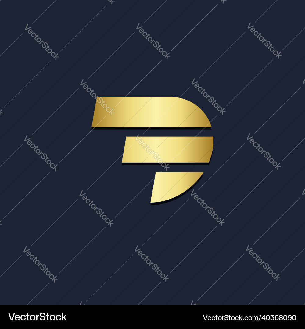 D initial shape line gold logo Royalty Free Vector Image