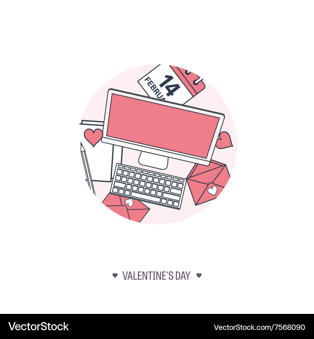 Flat background with computer vector image