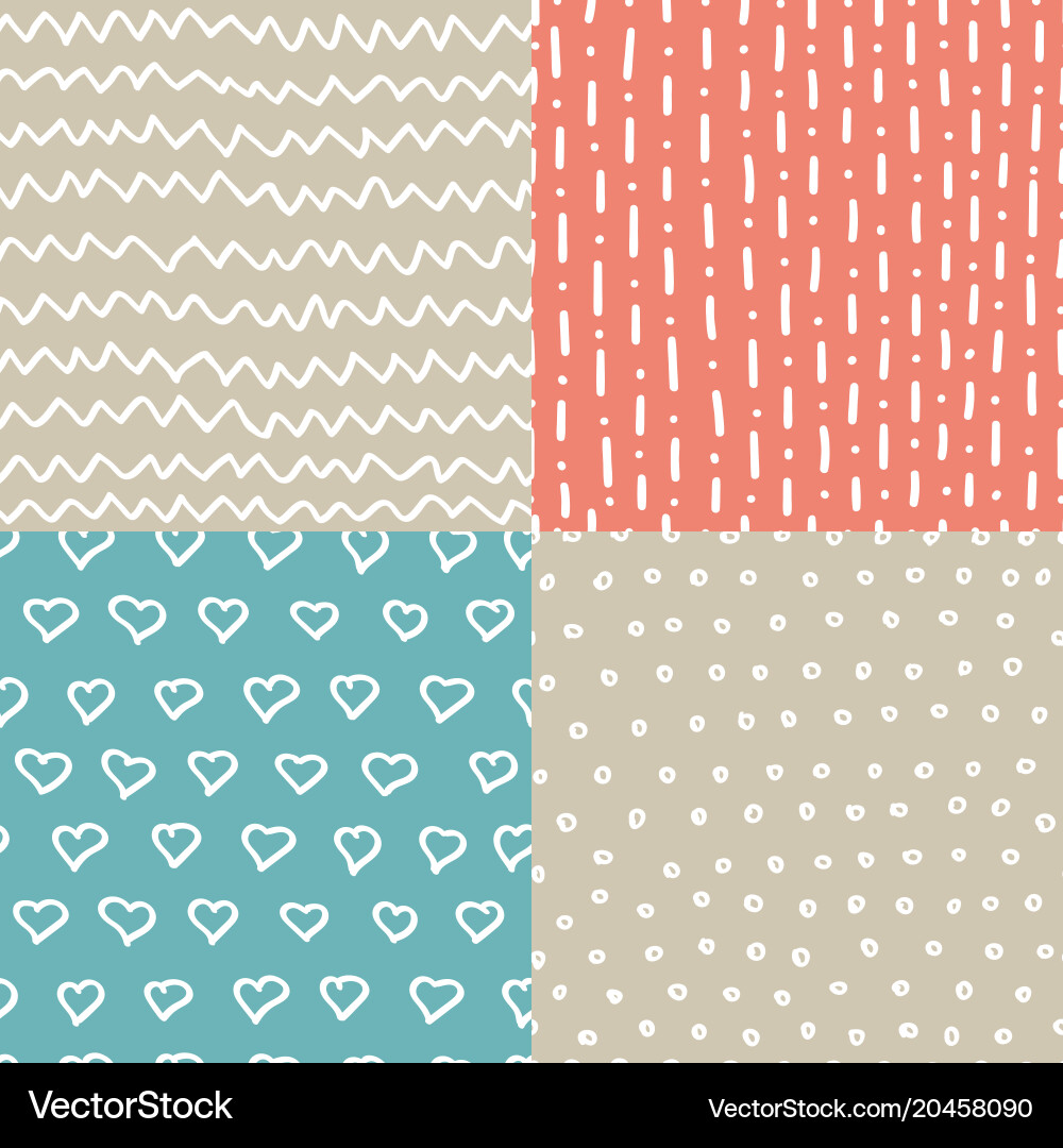 Hand Drawn Seamless Patterns - Abstract Texture Vector Image