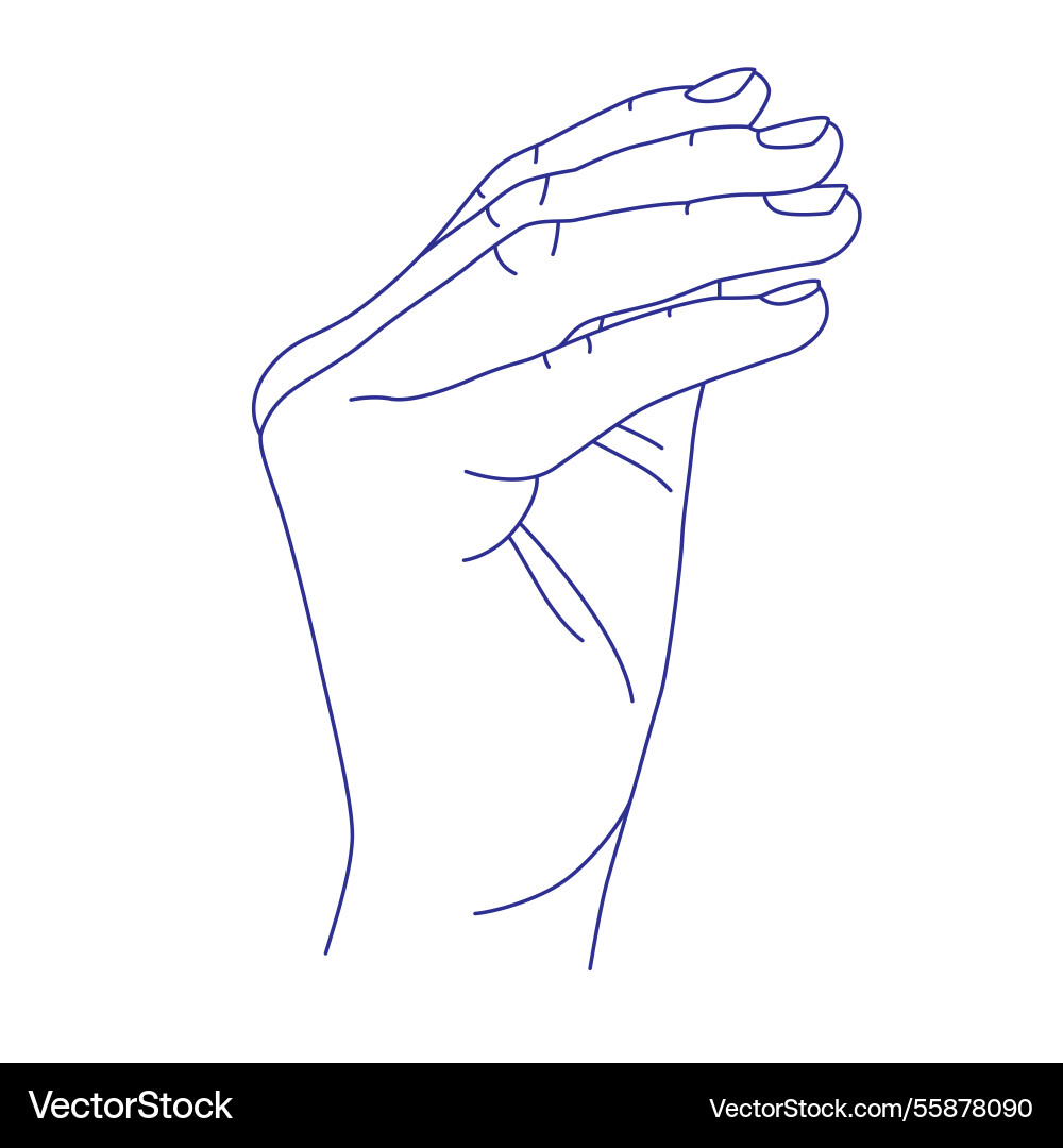 Hand gesture sign language contour index middle Vector Image