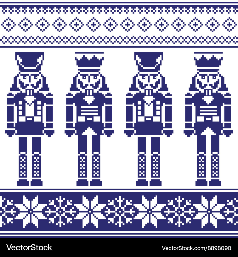 Nutcracker Winter Seamless Pattern vector image