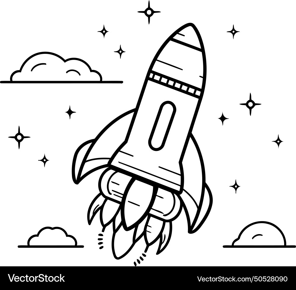 Rocket icon in outline style spaceship on white Vector Image