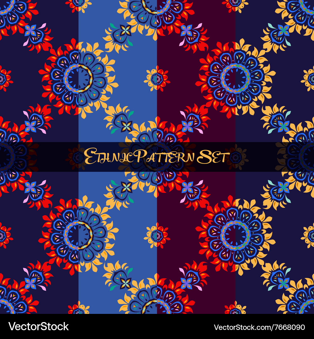 Set of ethnic seamless patterns Vector Image