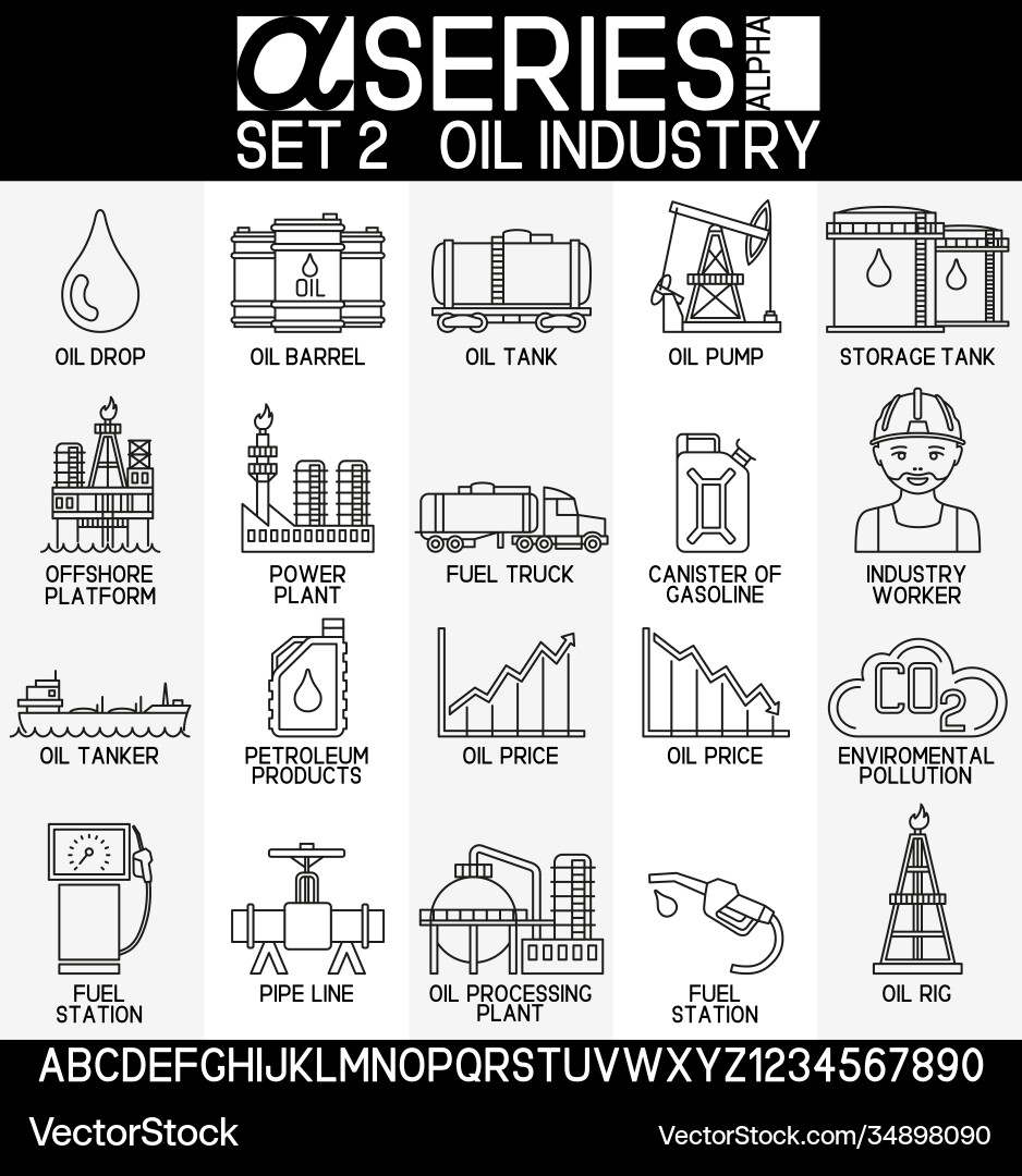 Set oil industry icons Set oil industry icons vector image