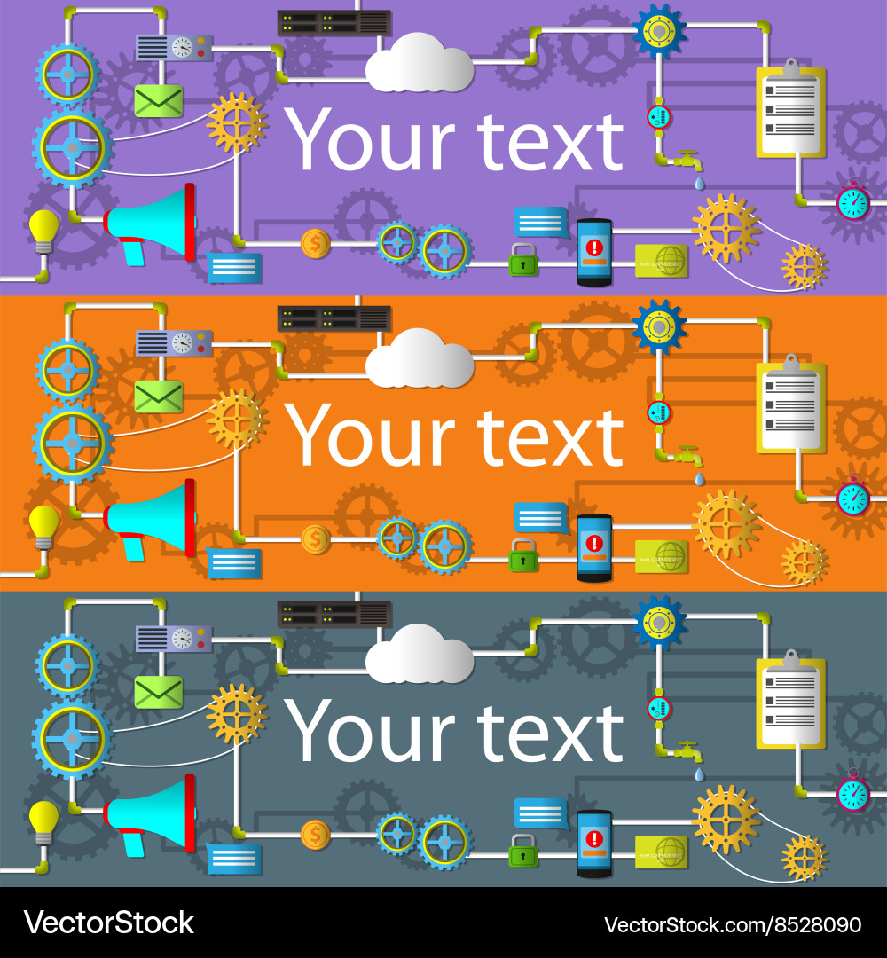 Web- und Anwendungsentwicklungsbanner mit Icons Vektorbild