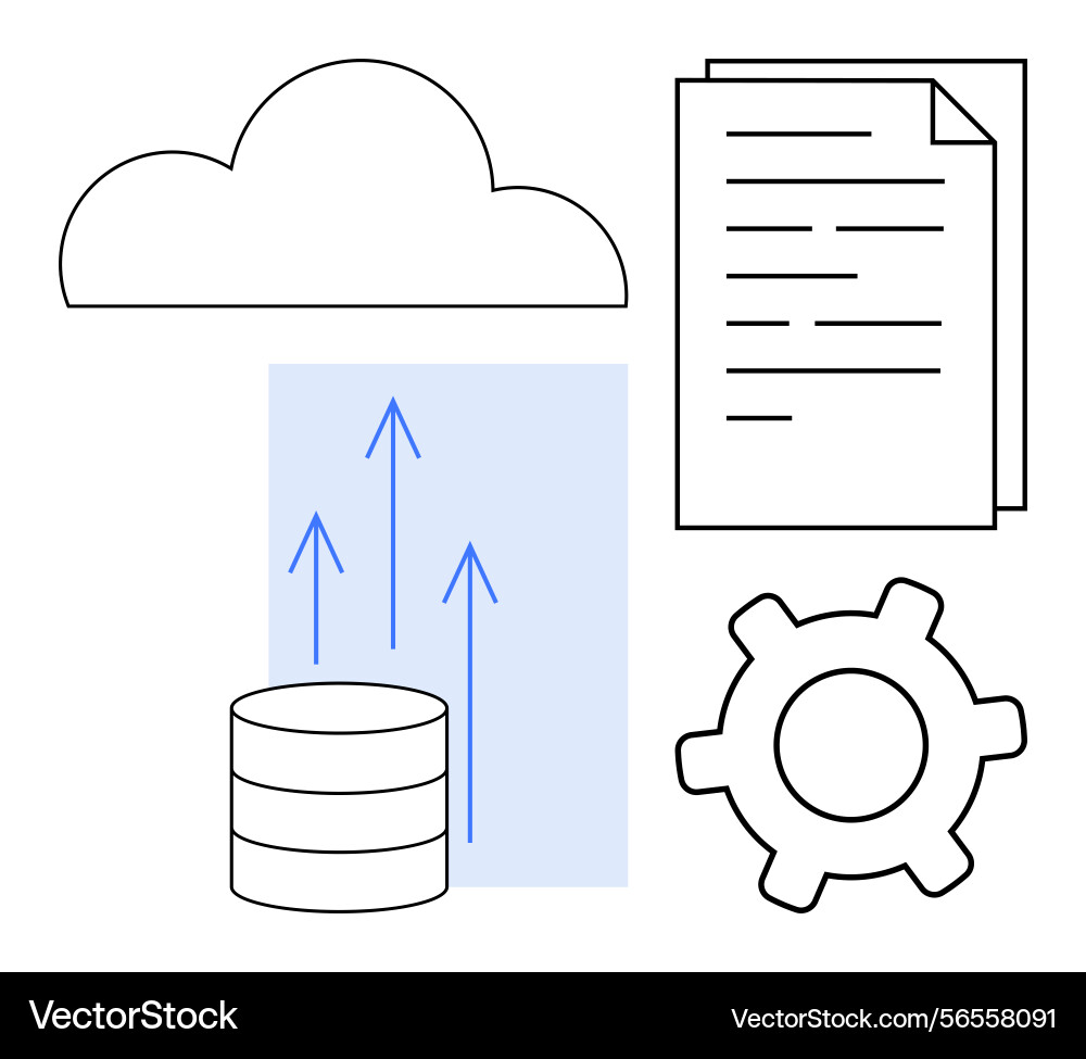 Cloud data storage and transfer represented Vector Image