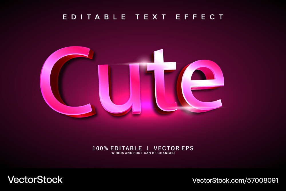 Cute text effect with modern style design Vector Image