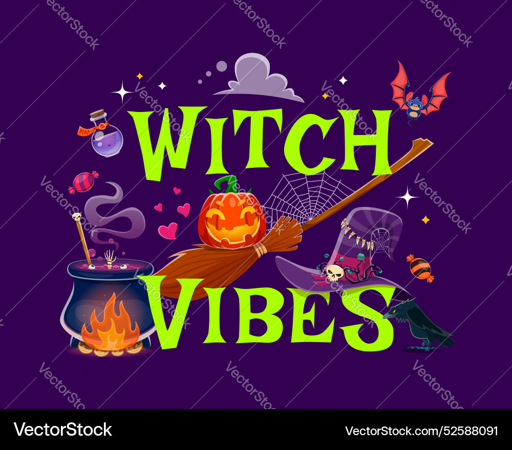 Halloween quote witch vibes holiday horror night Halloween quote witch vibes holiday horror night vector image