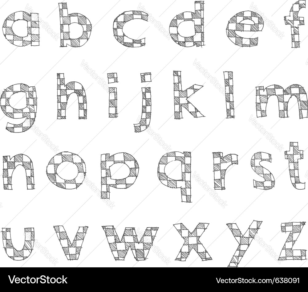 Handwritten Checkered Alphabet Pattern vector image