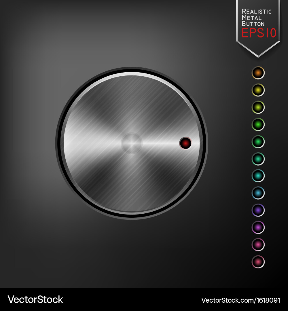 Metallic Chrome Button with On/Off Indicators vector image