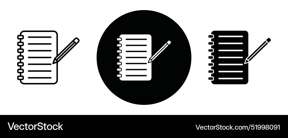 Notebook outline icon collection or set vector image