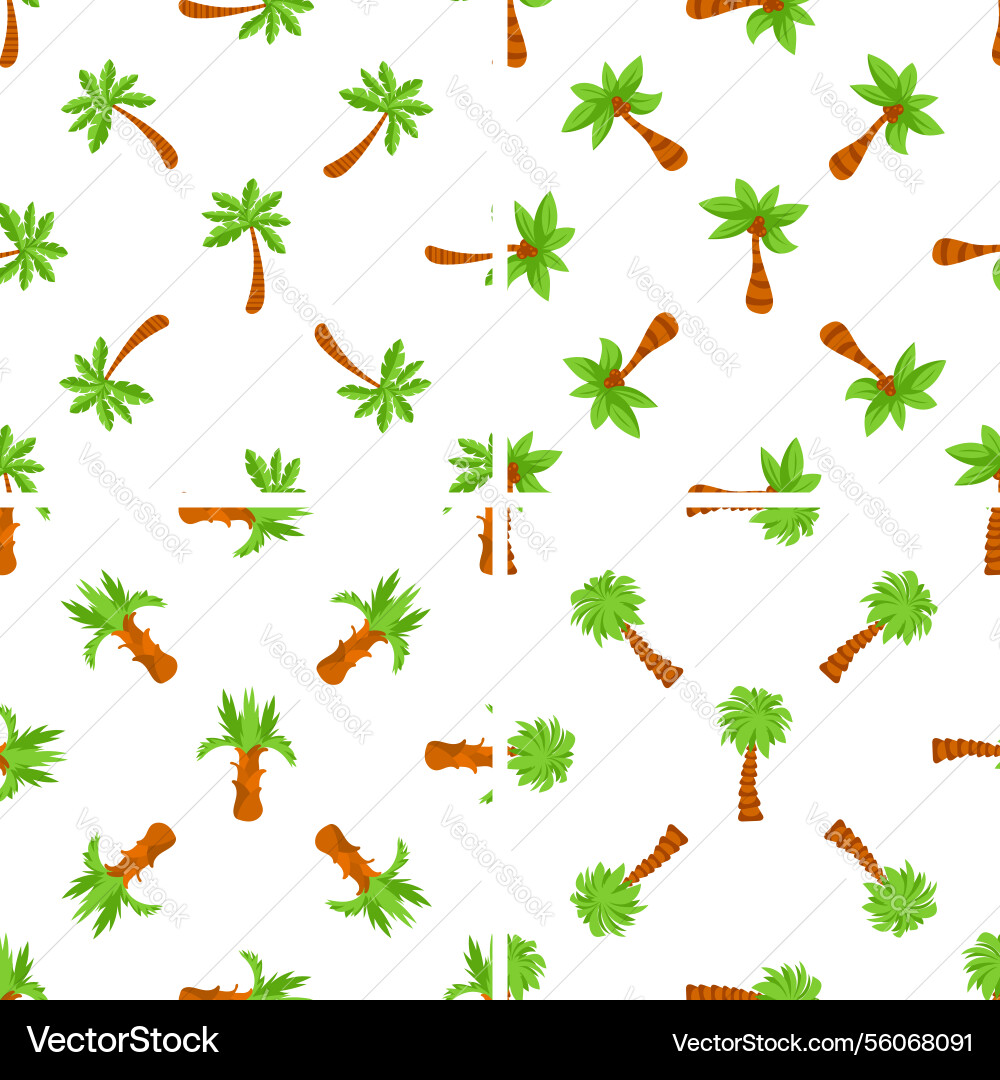 Seamless pattern with cartoon palm trees showing vector image
