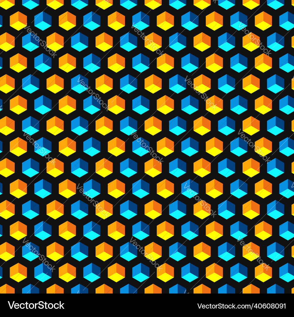 Seamless pattern with hexagons and cubes vector image