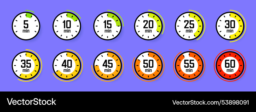 Stopwatch icons colorful simple chronometer time Stopwatch icons colorful simple chronometer time vector image