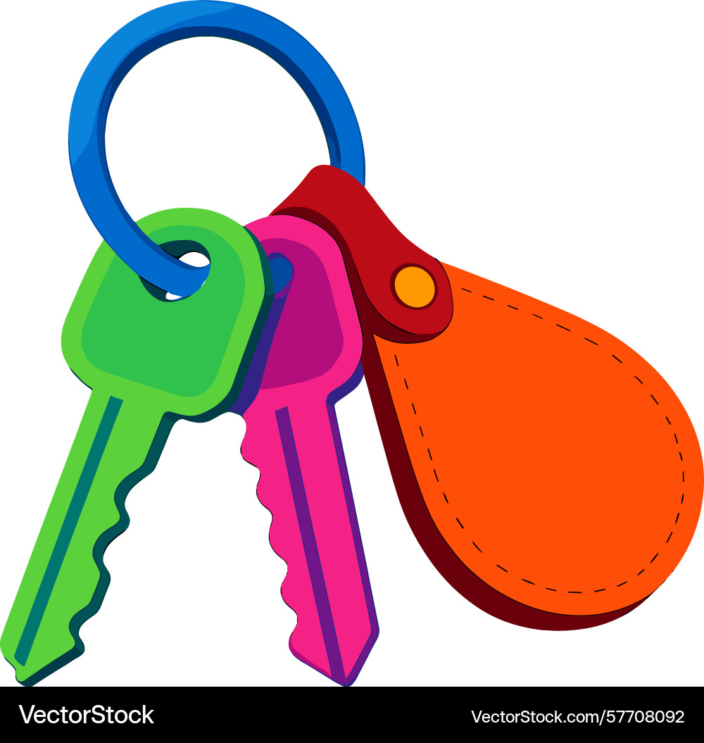 Colorful keychain with multiple keys and a vibrant Colorful keychain with multiple keys and a vibrant vector image