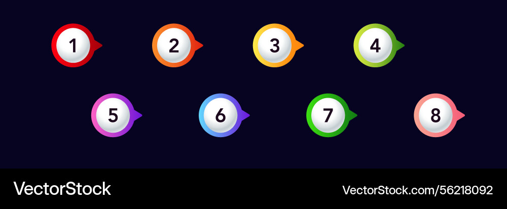 Colorful numbered bullet points for lists vector image