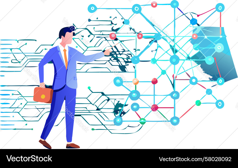 Complex Network Data Flow Vector Image