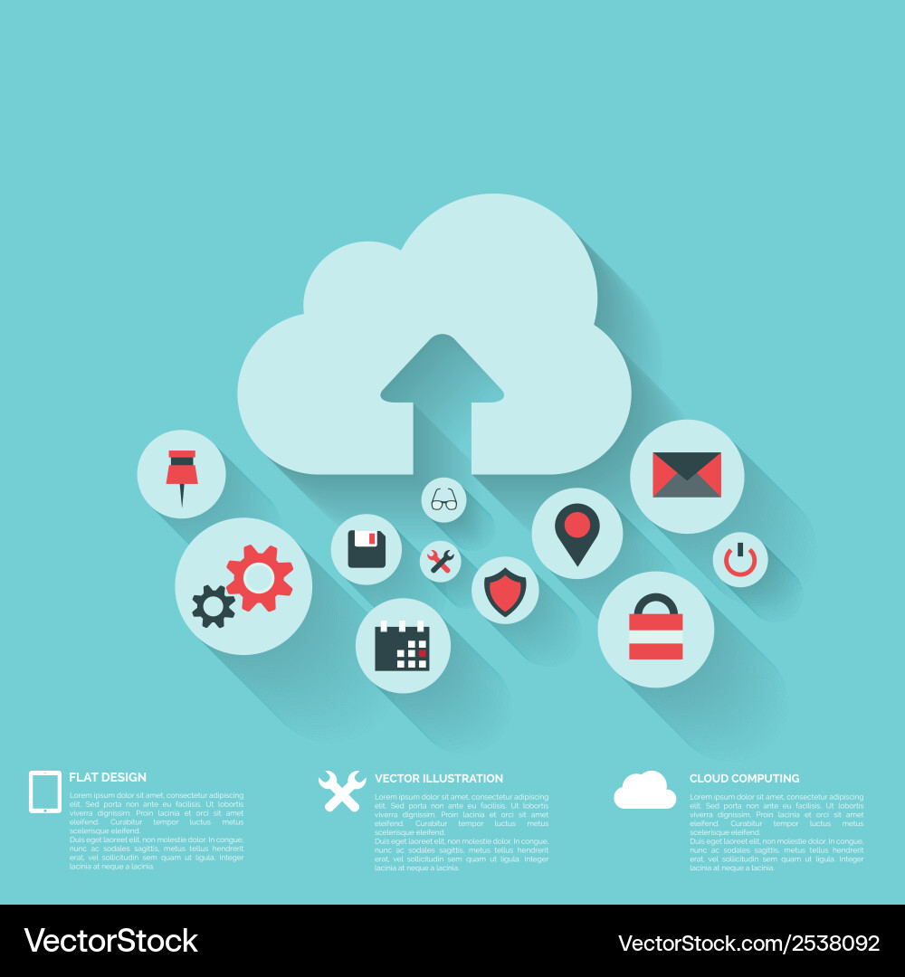 Flat abstract background with web icons interface vector image