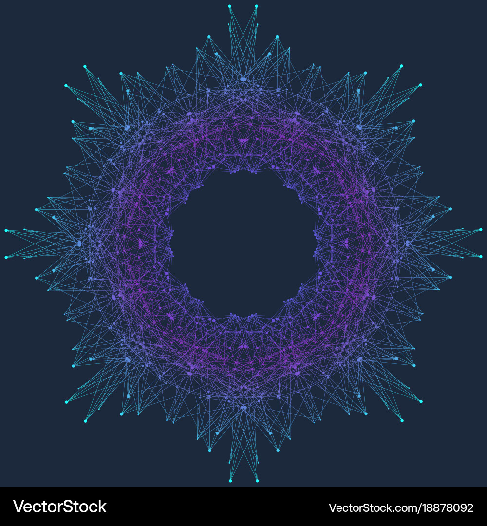 Fractal element with connected line and dots Vector Image