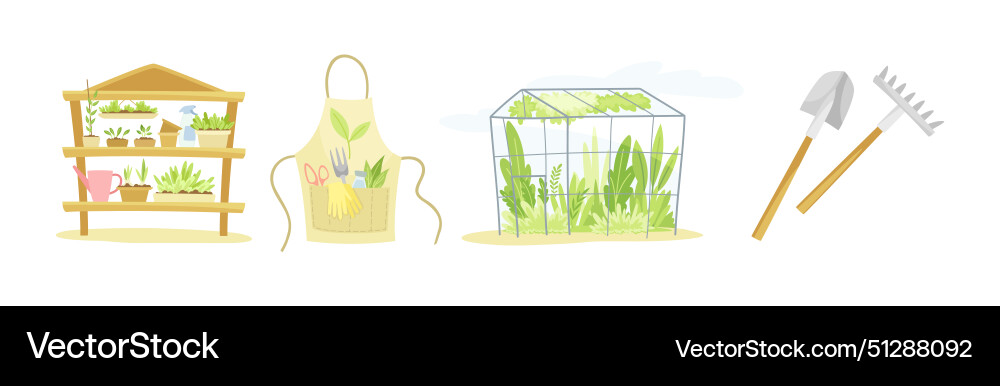 Gardening with tool and equipment for plant Gardening with tool and equipment for plant vector image