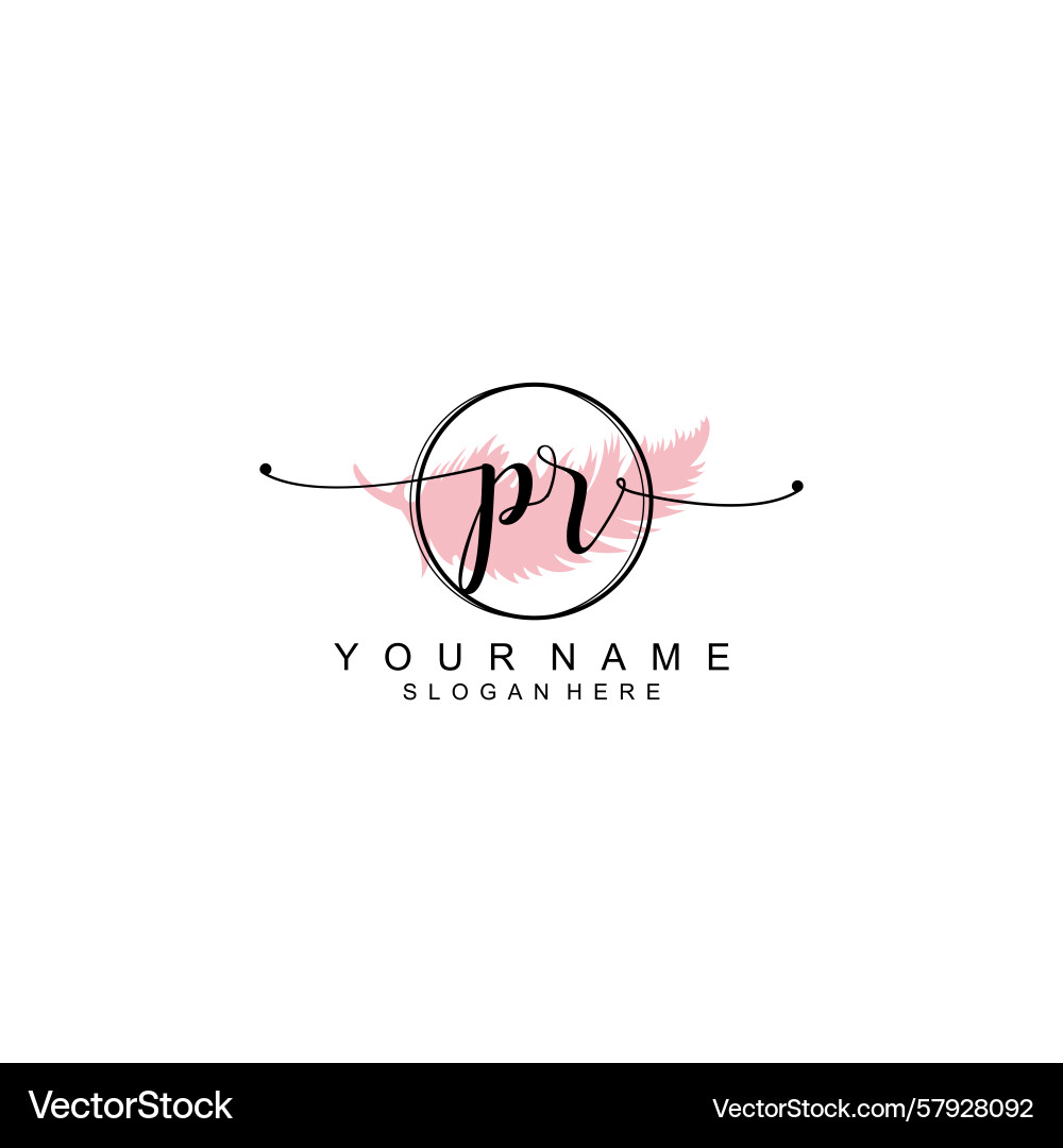 Handwriting logo concepts with initial pr Vector Image