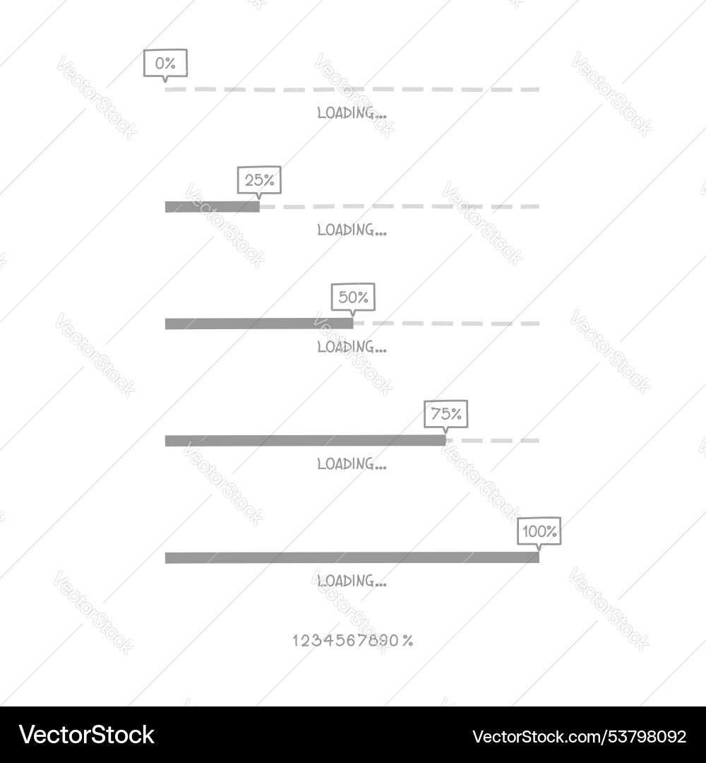 Loading process progress counter bar vector image