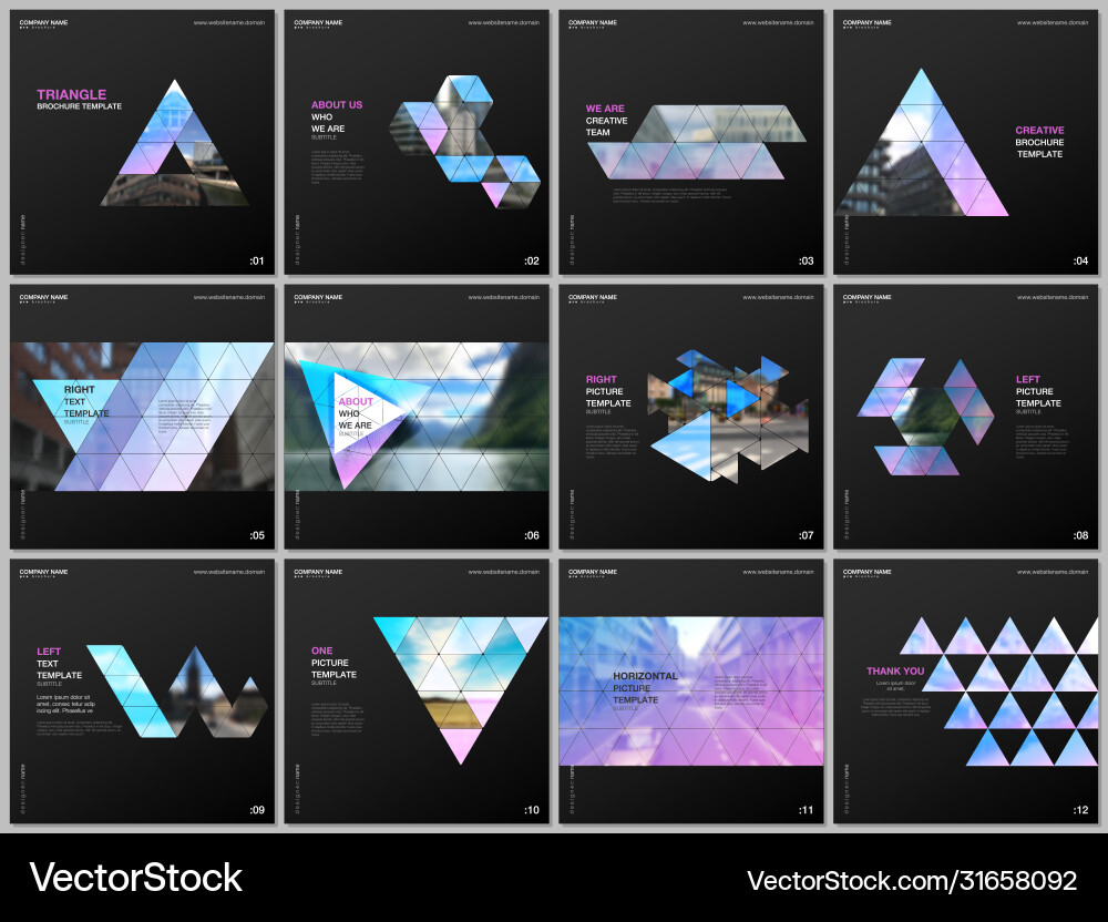 Minimal brochure templates with triangular design Minimal brochure templates with triangular design vector image