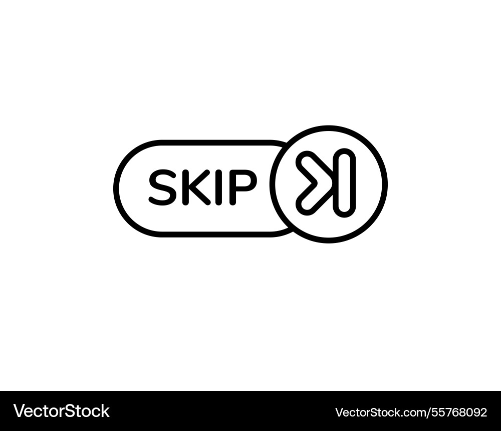 Minimalist skip button icon with play symbol vector image
