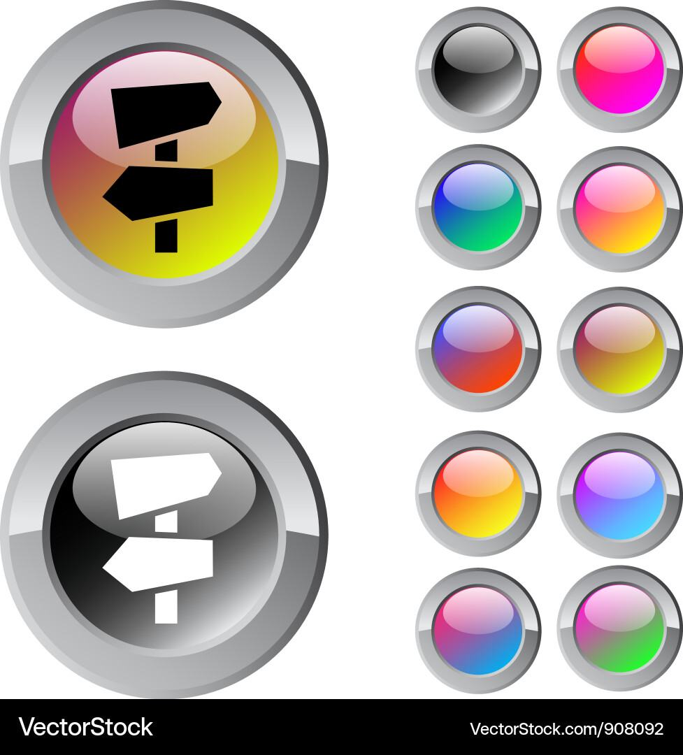 Multicolor Road Arrows Button Set Vector Image