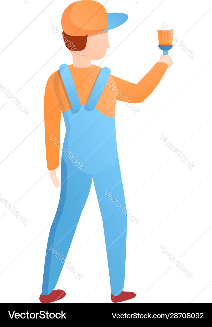 Painter guy works with a brush icon cartoon style Painter guy works with a brush icon cartoon style vector image