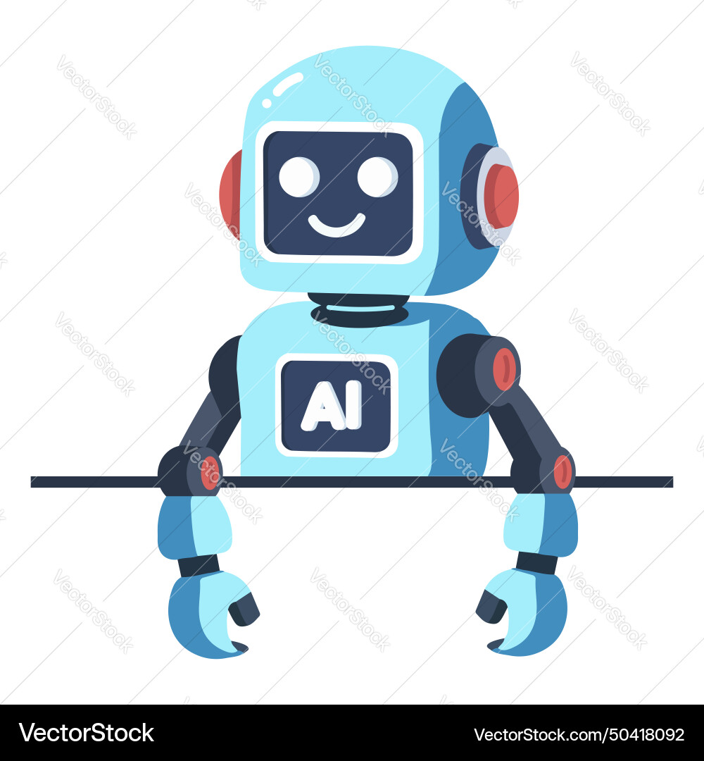 Robot with empty blank white board Robot with empty blank white board vector image