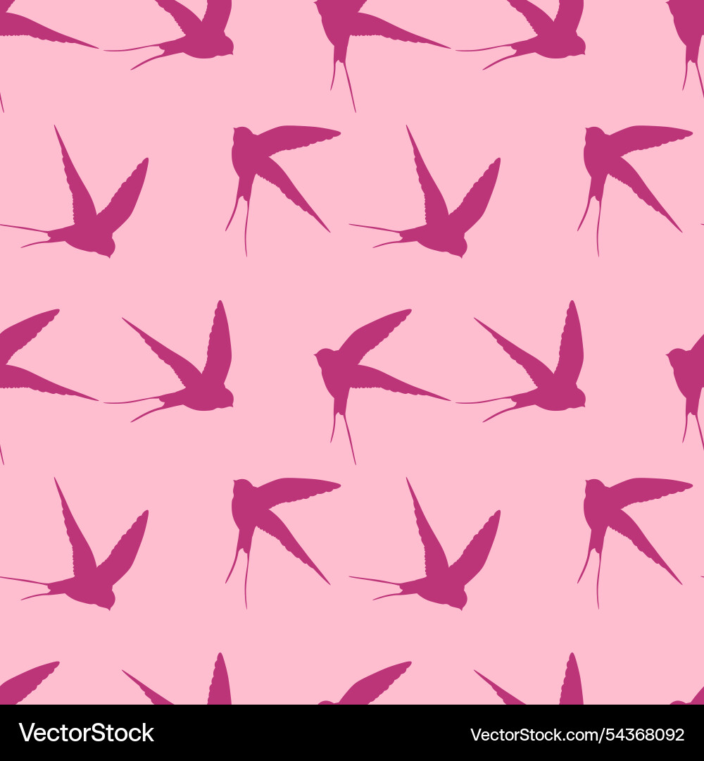 Seamless pattern with swallow silhouette on color Vector Image