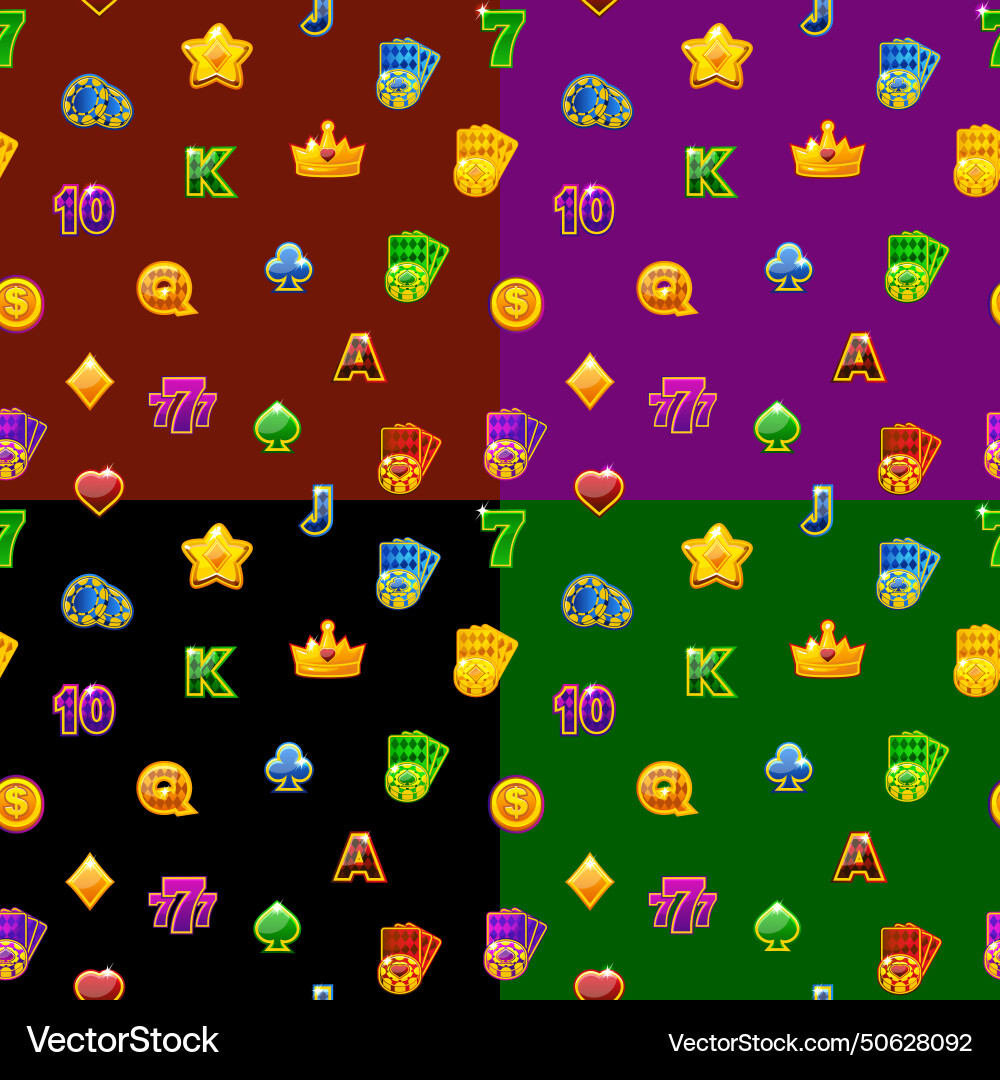 Set of seamless patterns with slot icons Set of seamless patterns with slot icons vector image