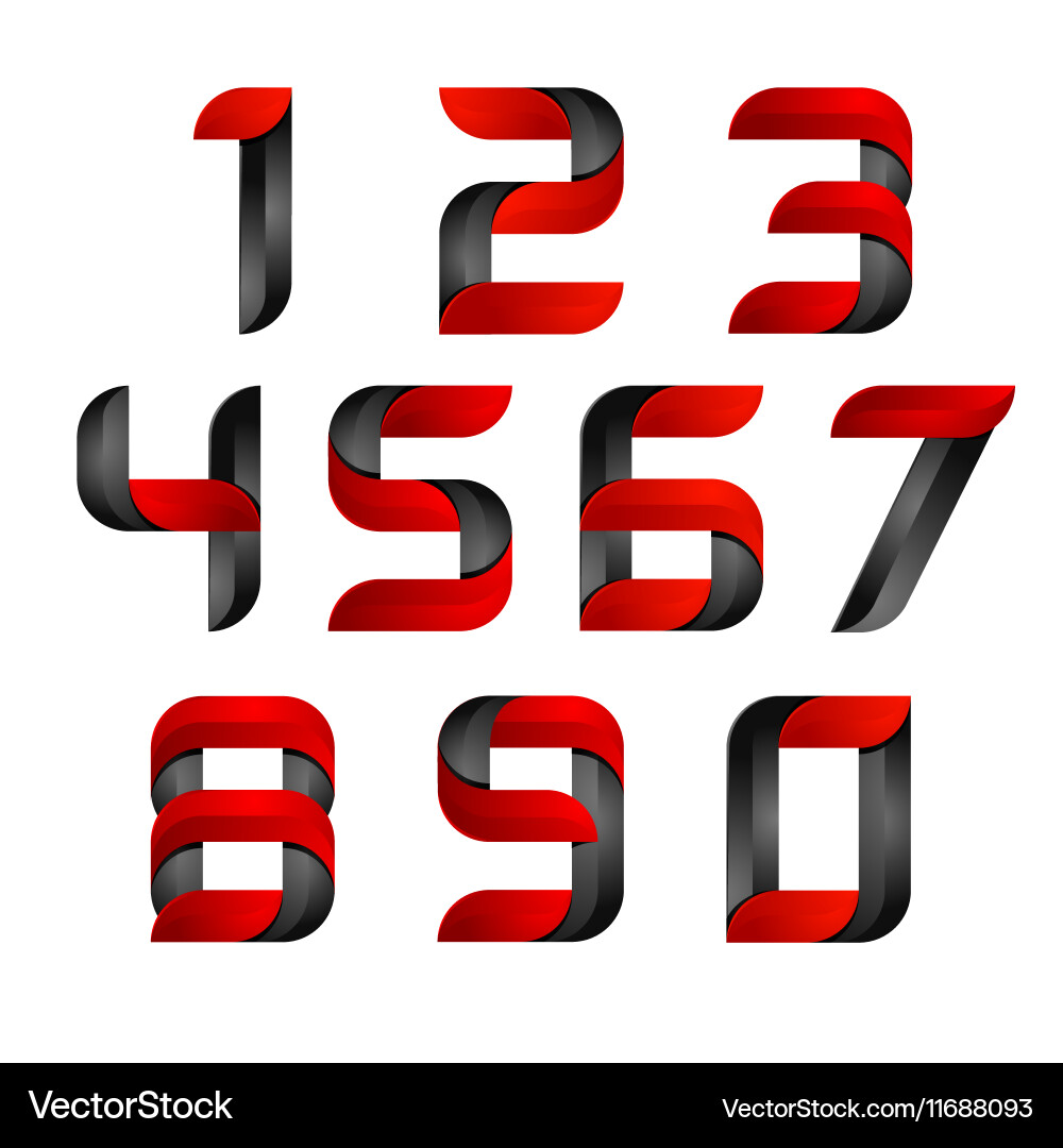 3d number set logo with speed red and black design vector image
