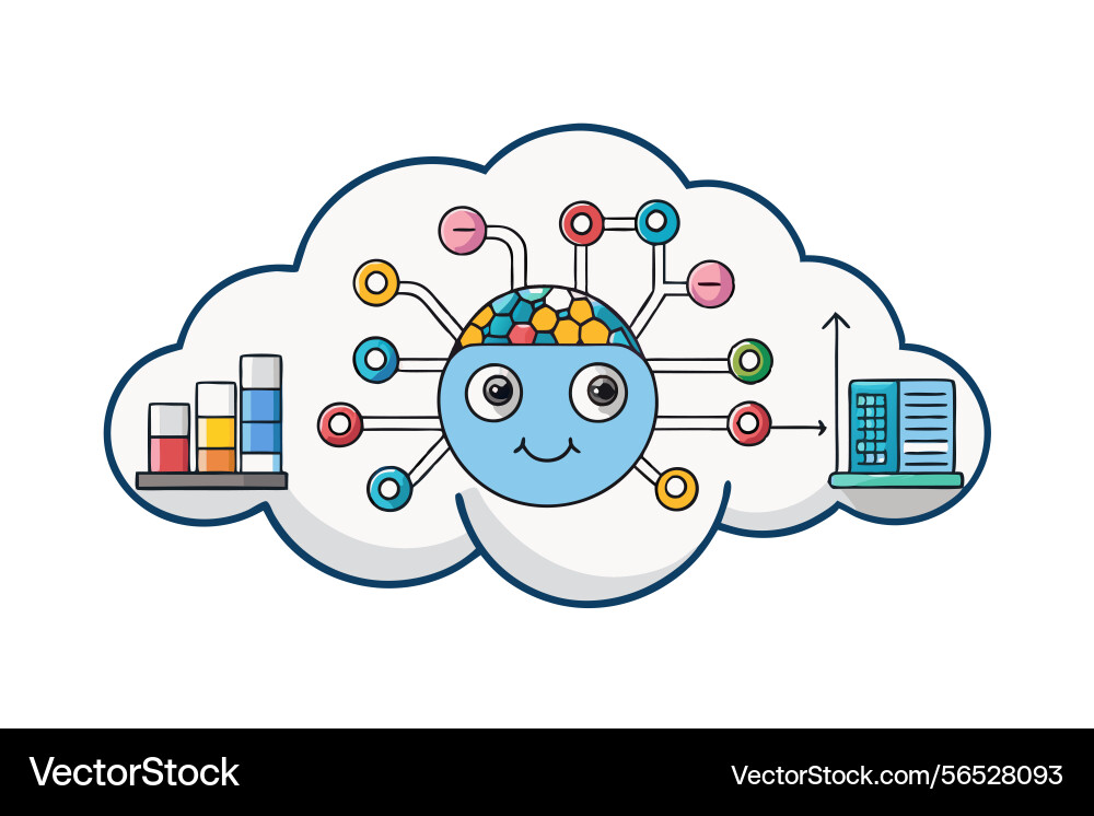 Cloud computing concept with fluffy Vector Image