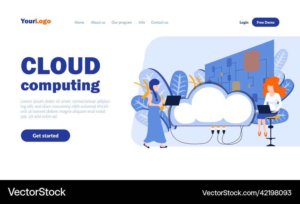 Cloud Computing Landing Page vector image
