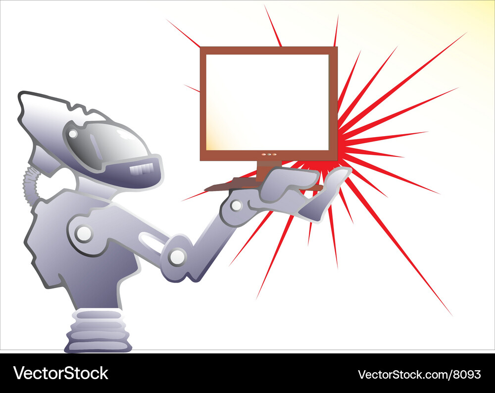 Computer and robot Vector Image