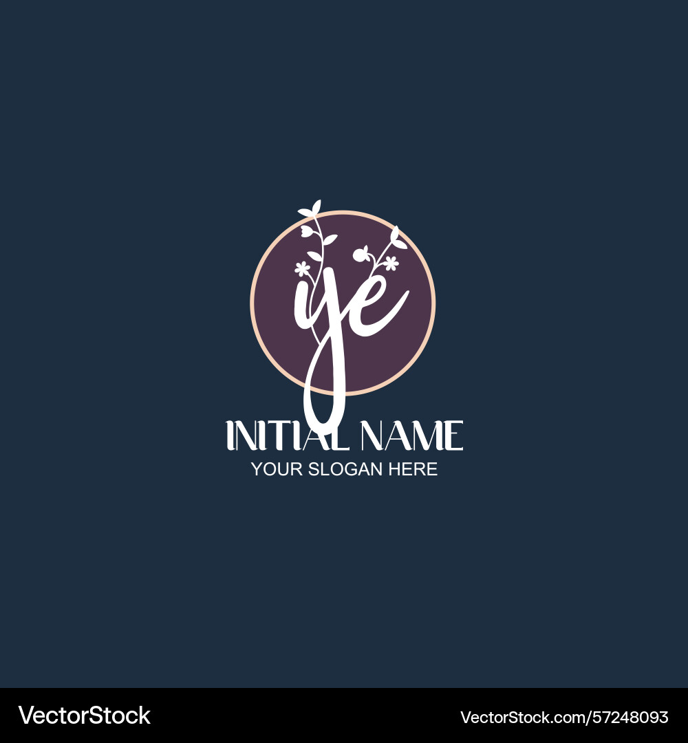 Elegant ye initial logo design with botanical Elegant ye initial logo design with botanical Vector Image