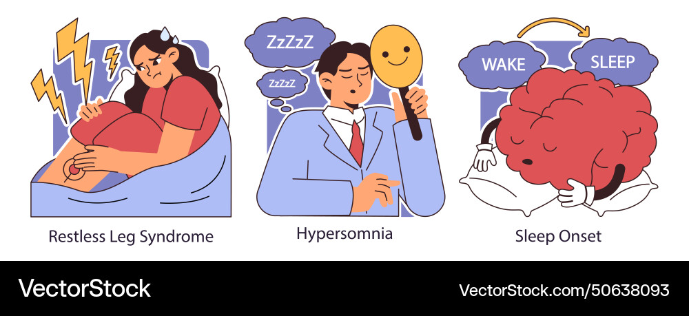 Insomnia set diverse characters suffering from Insomnia set diverse characters suffering from vector image