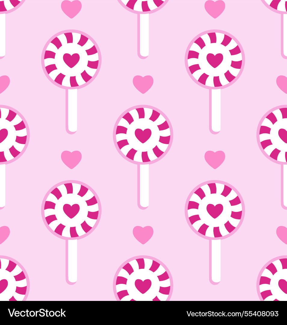 Lollipop with heart pattern for valentines day Vector Image