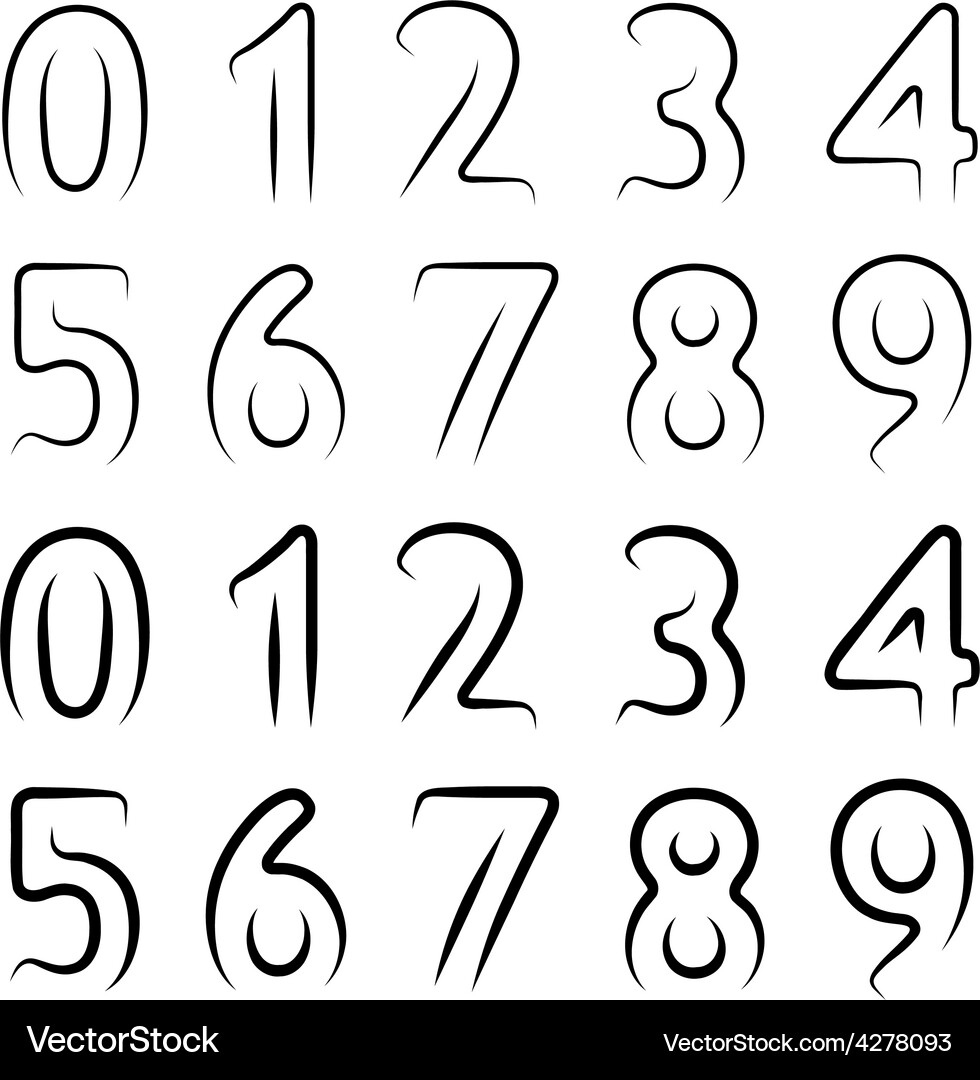 Minimal contour numbers font Vector Image