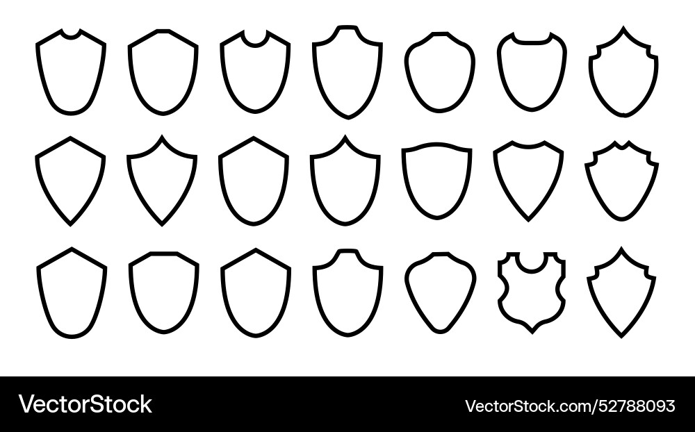 Shield frame set collection signs empty Vector Image