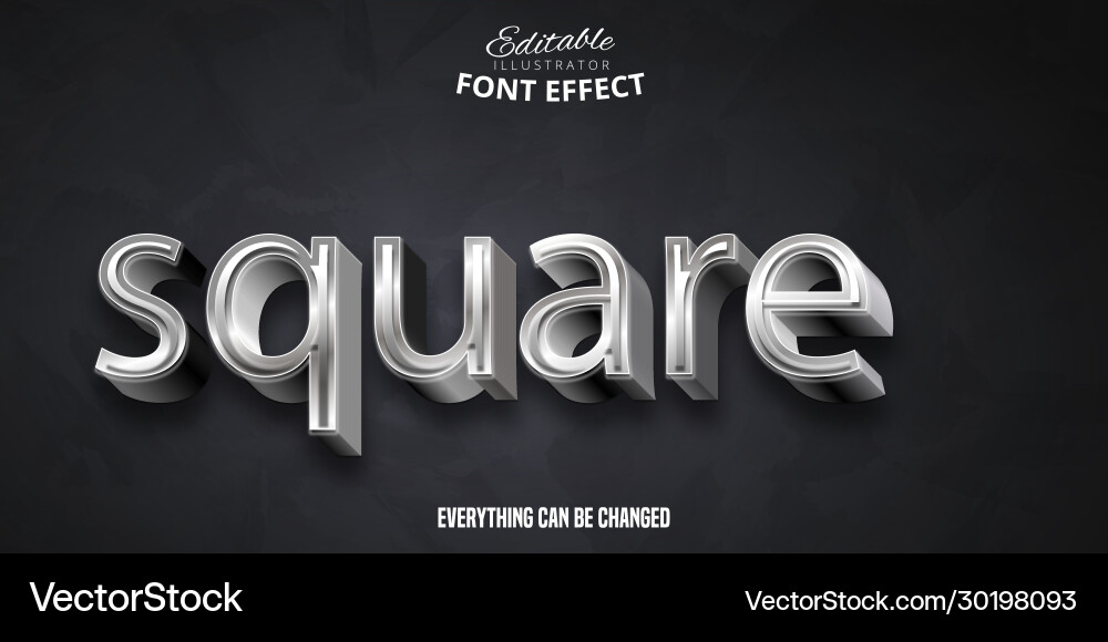 Square text 3d editable font effect Vector Image