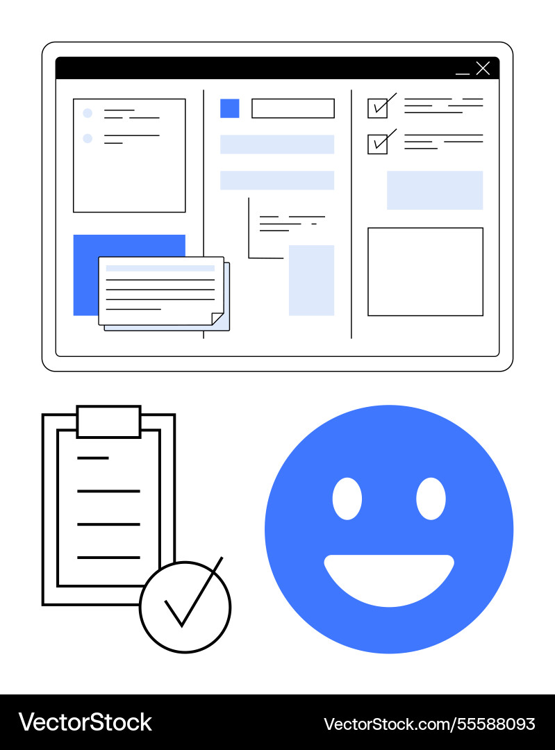 User interface with checklist task completion User interface with checklist task completion vector image