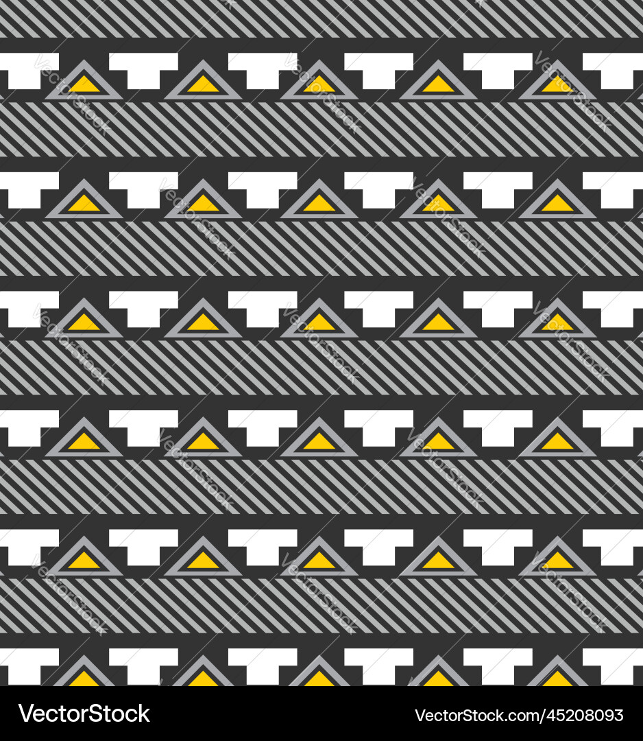 Yellow triangular ethnic pattern and green line Yellow triangular ethnic pattern and green line Vector Image
