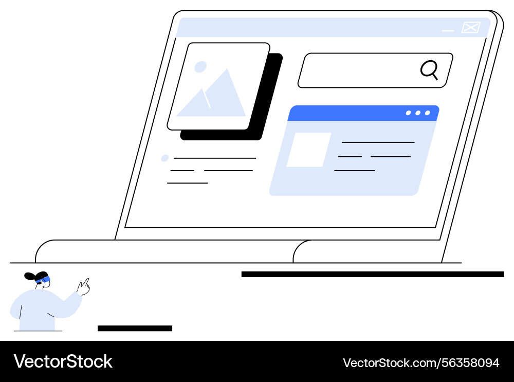Interactive website interface featuring search bar Interactive website interface featuring search bar Vector Image