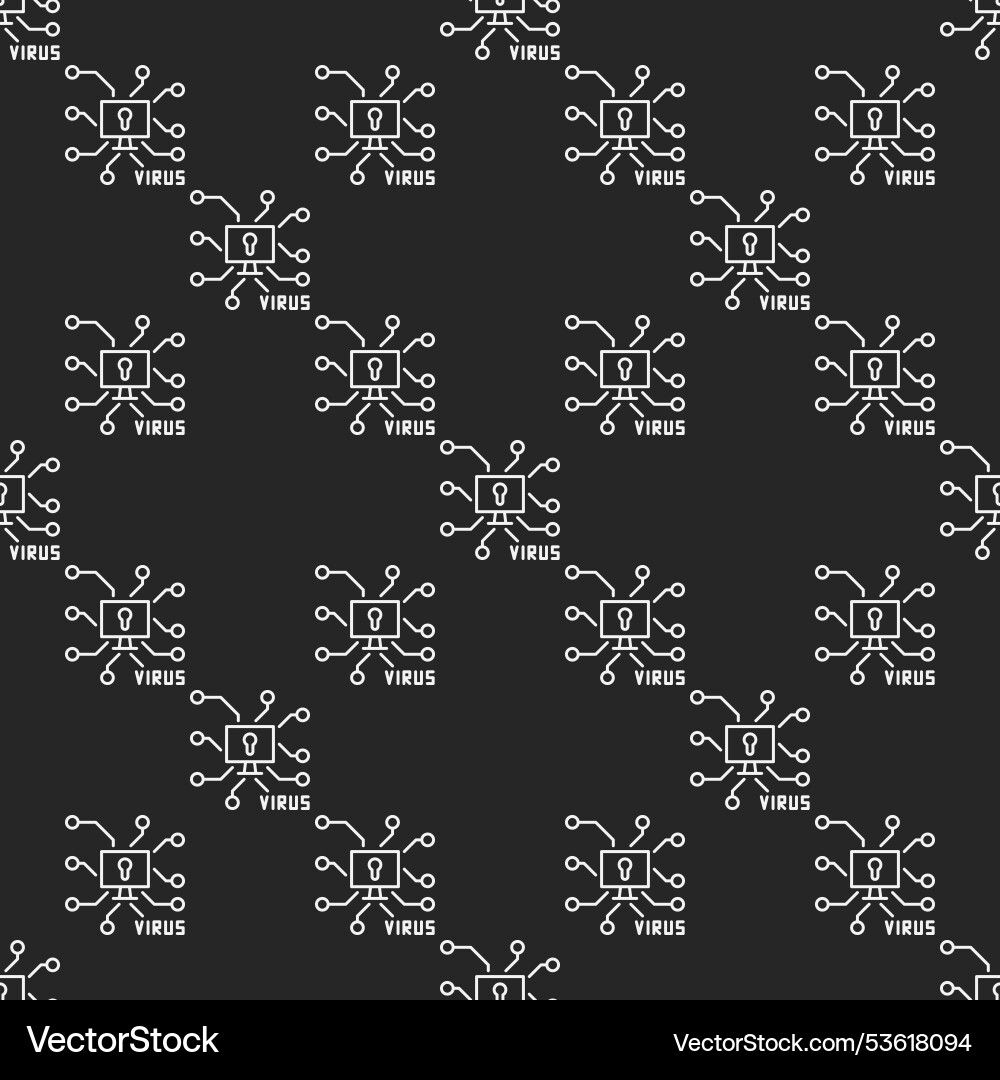 Pc virus simple seamless pattern in thin line Pc virus simple seamless pattern in thin line vector image